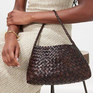 Dragon Diffusion rosanna woven leather shoulder bag in dark brown